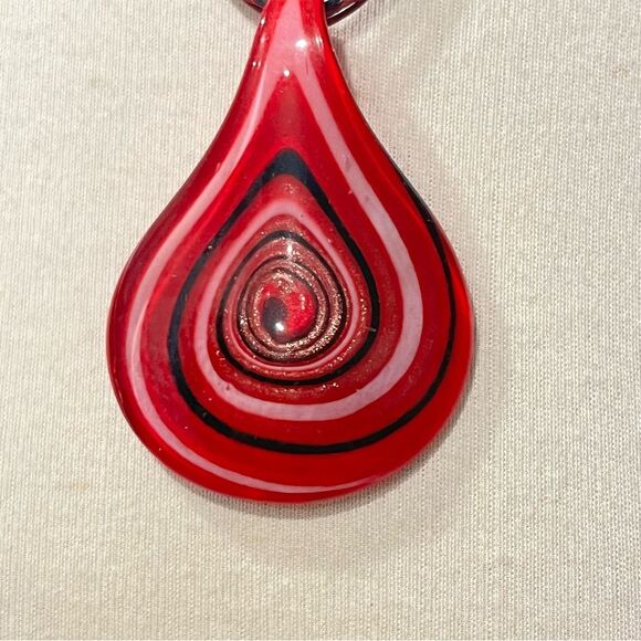 Handmade Red Teardrop Glass Pendant Necklace - Picture 2 of 4